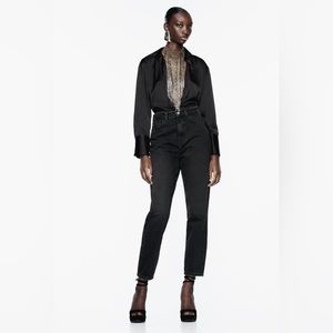 Zara High Waisted Black Skinny Jeans Size 6